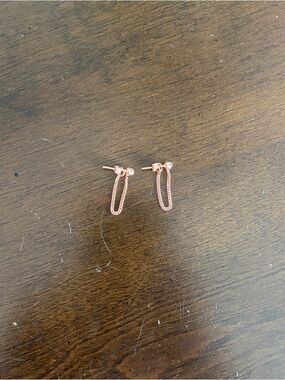 Rose Gold Chain Drop Stud Earrings - Women Jewelry